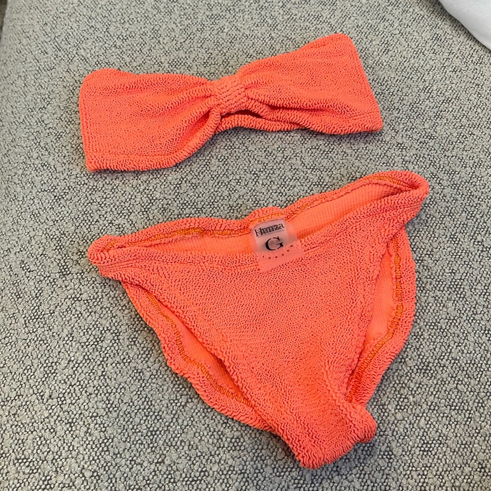 Hunza G - One Size - Neon Orange bandeau bathing suit, excellent condition